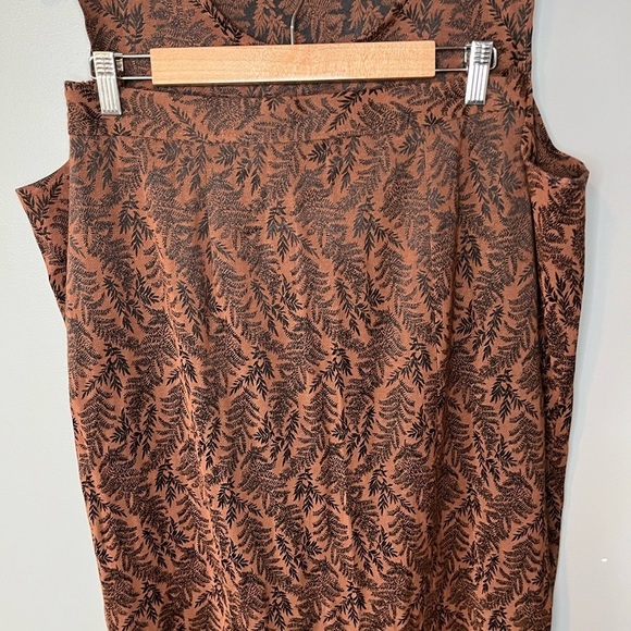 Moon Light USA Vintage 3 Piece Set Bohemian Fern Print Faux Fur Robe Top Skirt - Picture 12 of 16